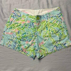 Lilly Pulitzer Callahan Printed Cotton Shorts Blue Heaven
